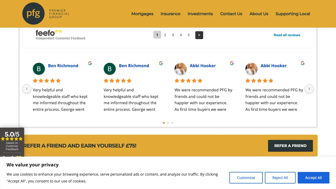 PFG Investments website preview