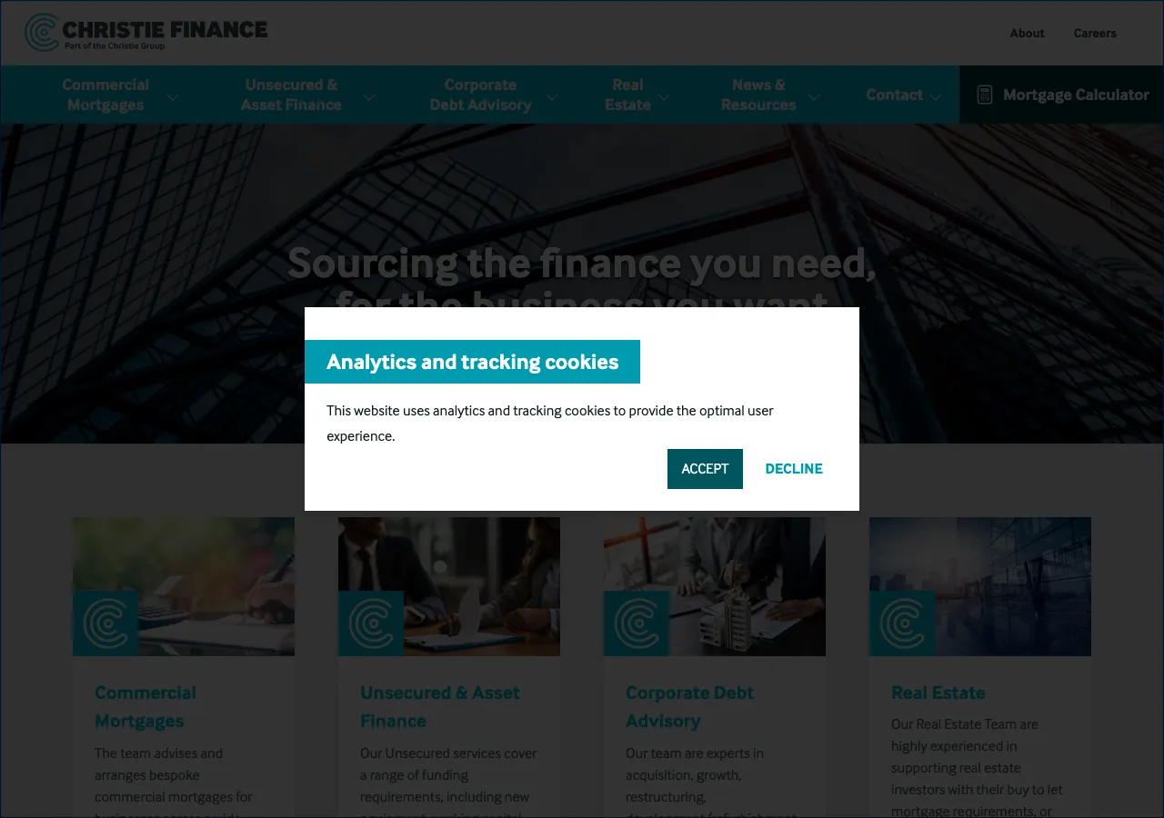 Christie Finance website preview
