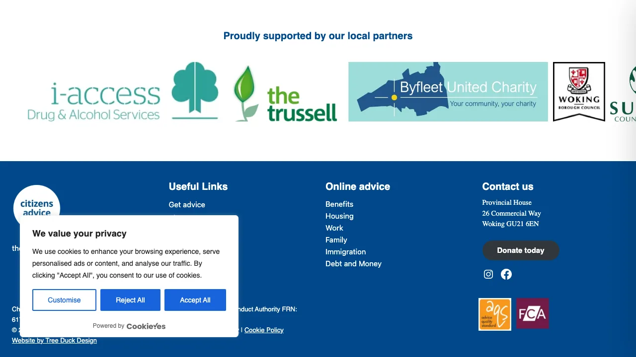 Citizens Advice Woking website preview