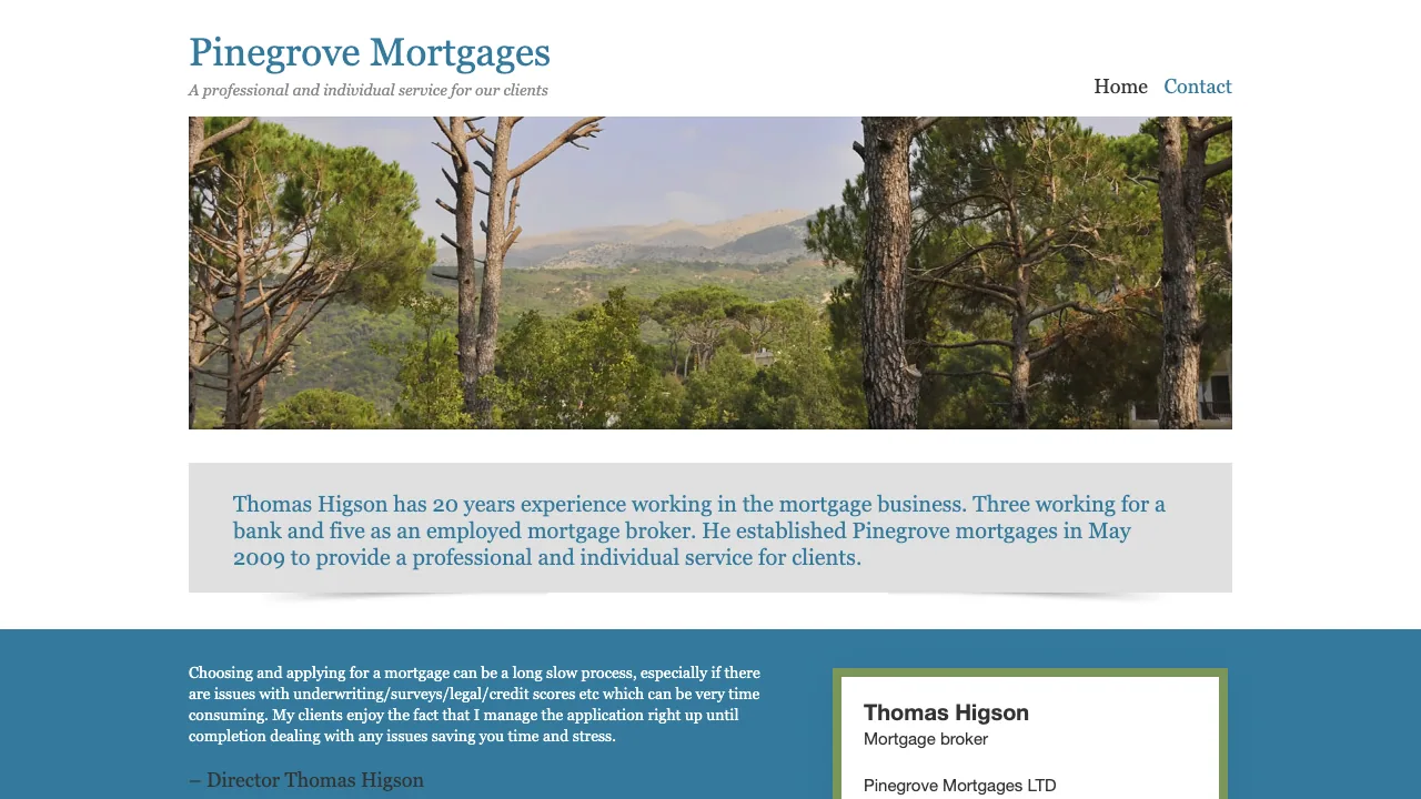 Pinegrove Mortgages Limited website preview