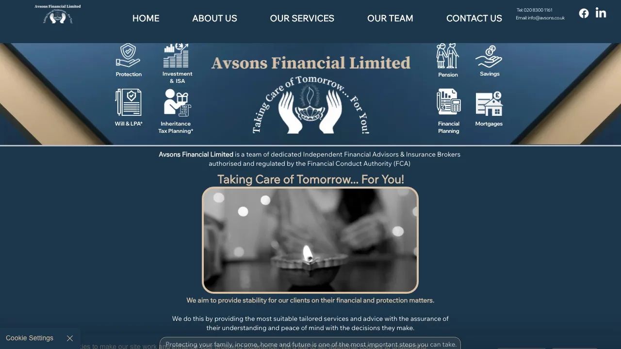 Avsons Financial Limited website preview