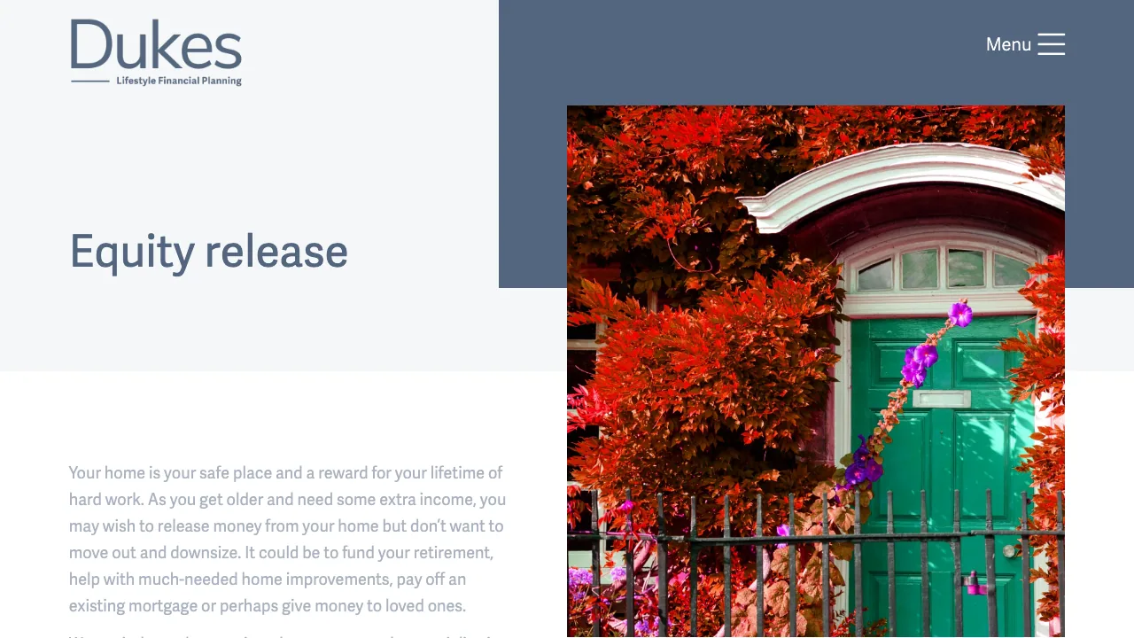 Dukes Mortgages & Equity Release website preview