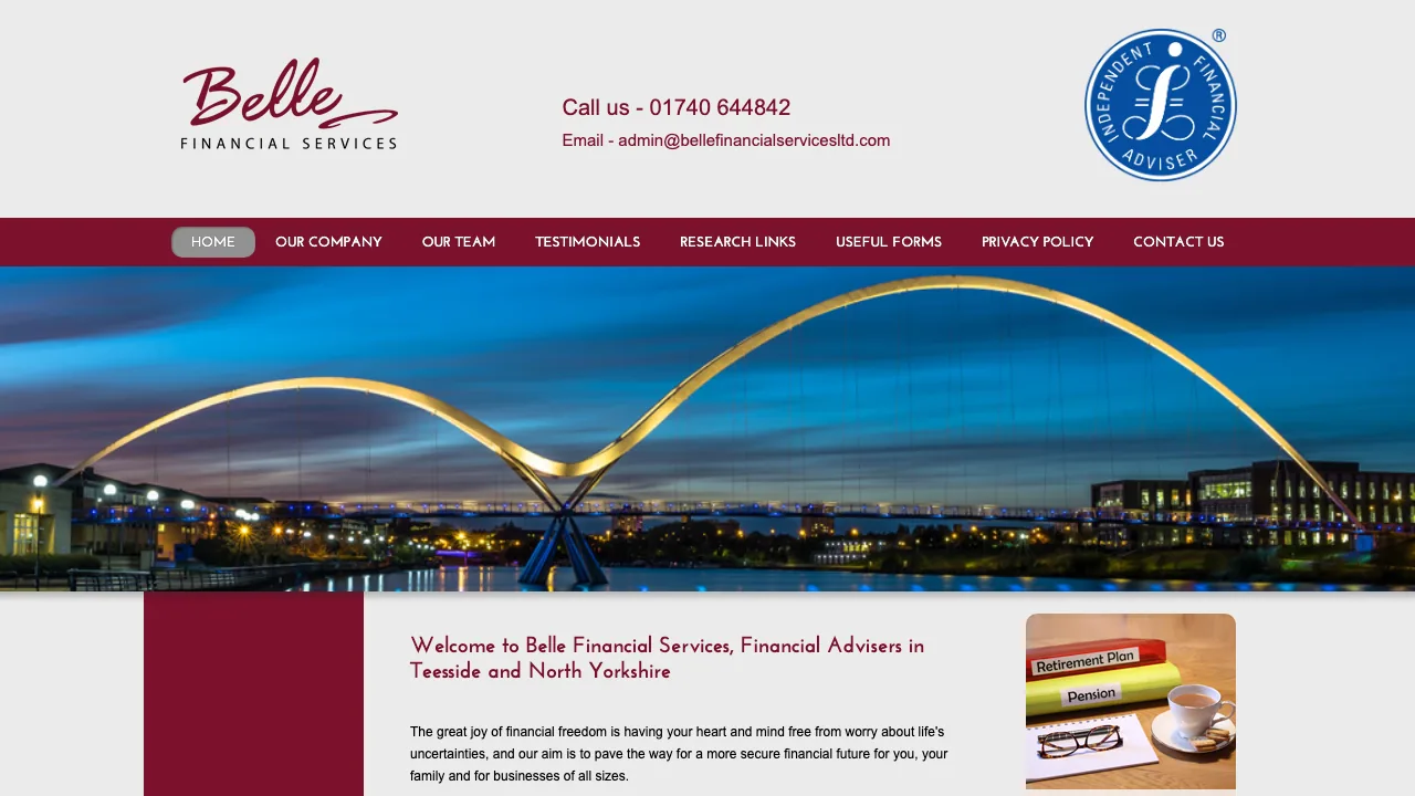 Belle Financial Services website preview