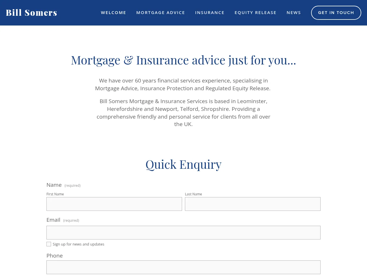Bill Somers website preview