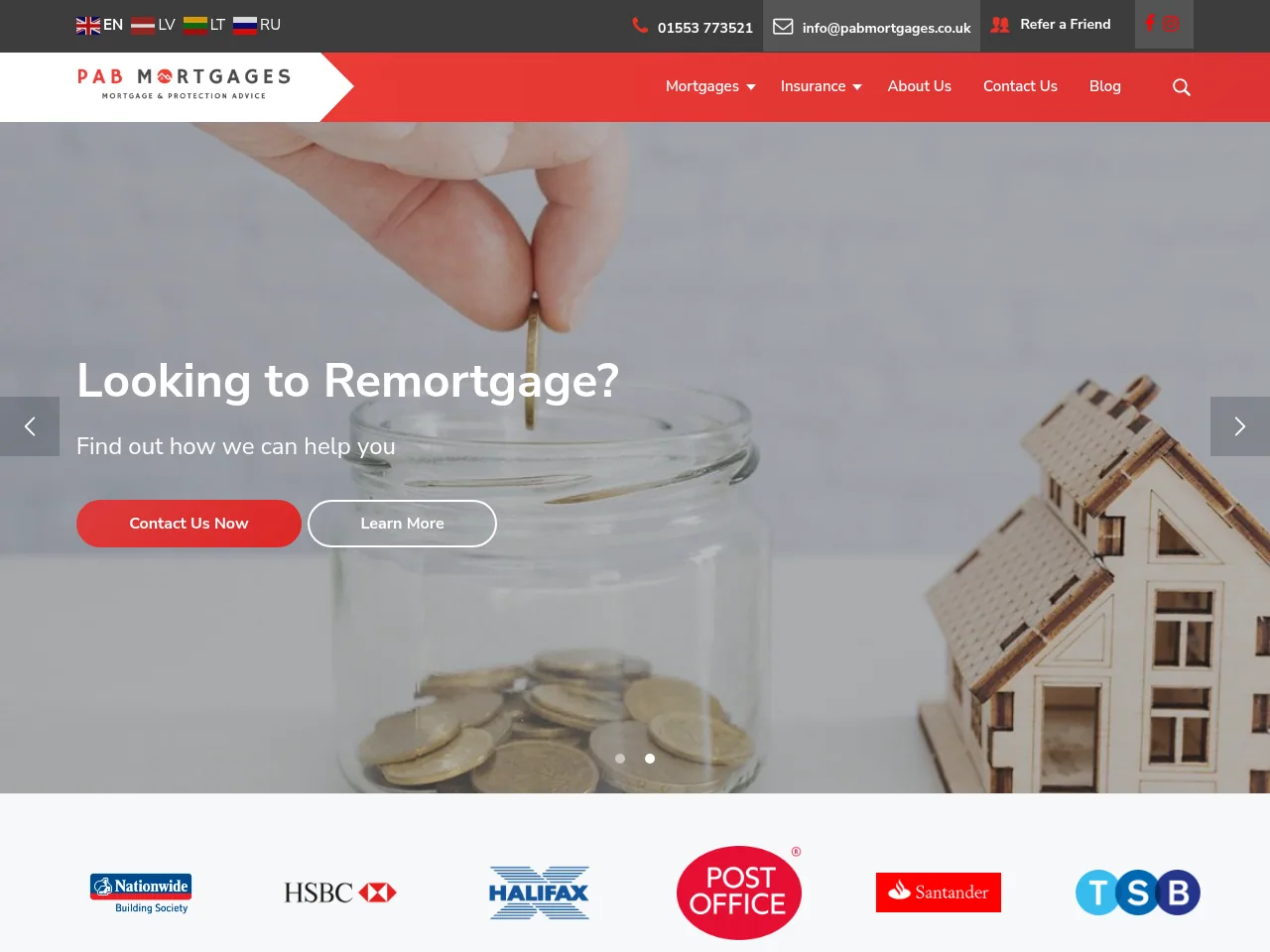 PAB Mortgages website preview