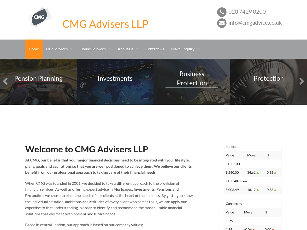 CMG Advisers website preview