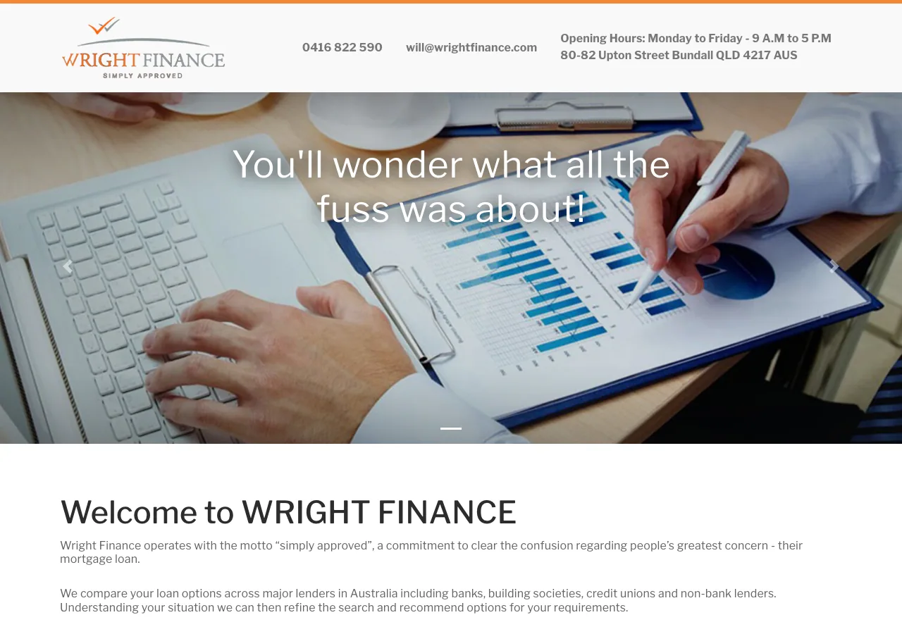 Wright Finance website preview