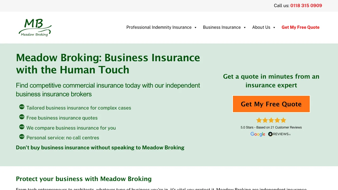 Meadow Broking website preview