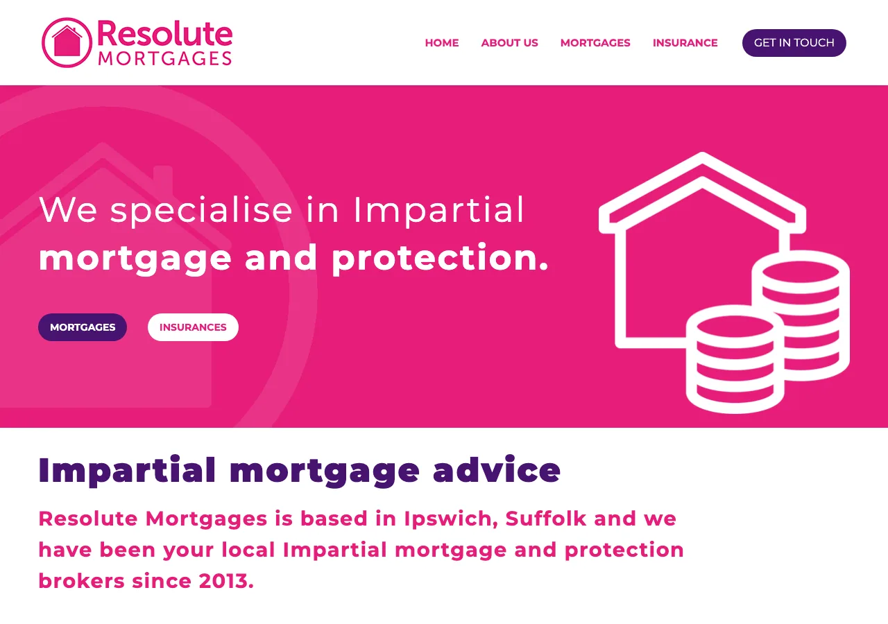 Resolute Mortgages website preview