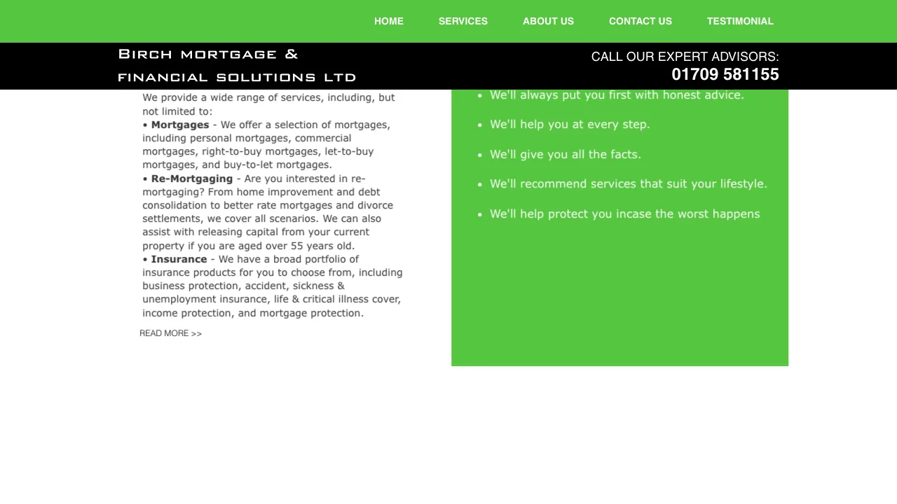 Birch Mortgages website preview