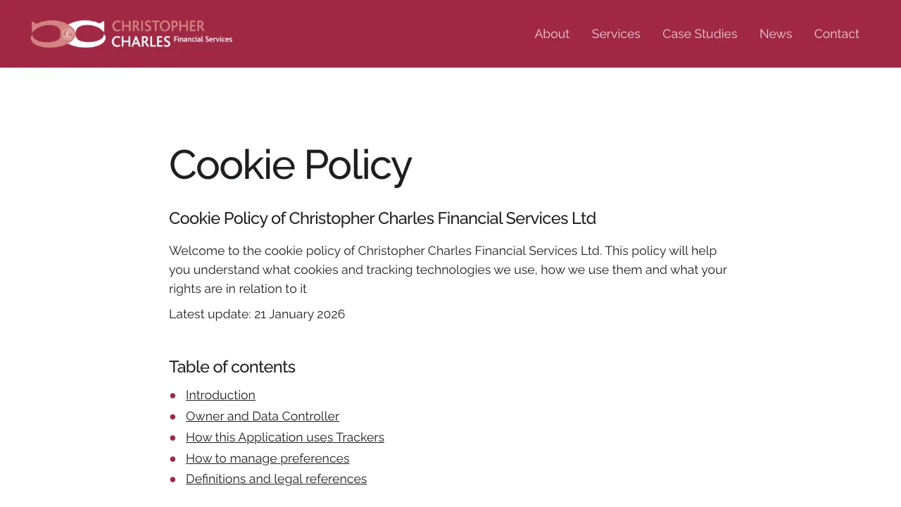 Christopher Charles Financial Services website preview