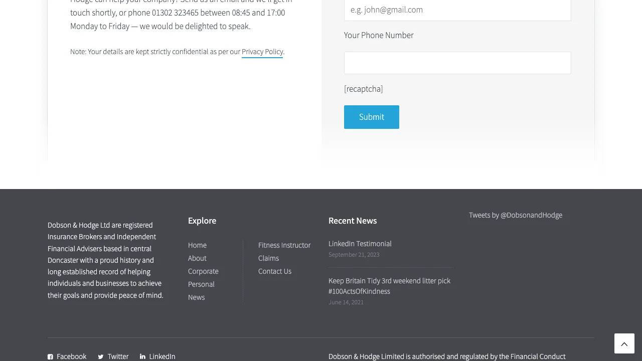 Dobson and Hodge Ltd website preview