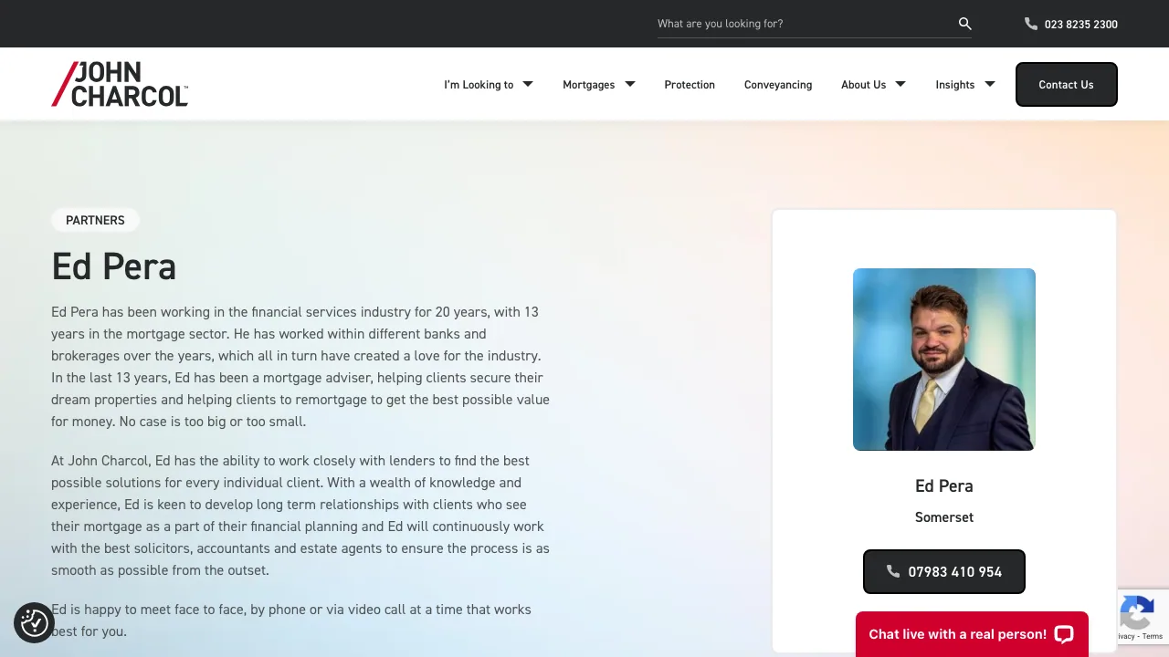 Ed Pera Mortgages - John Charcol website preview