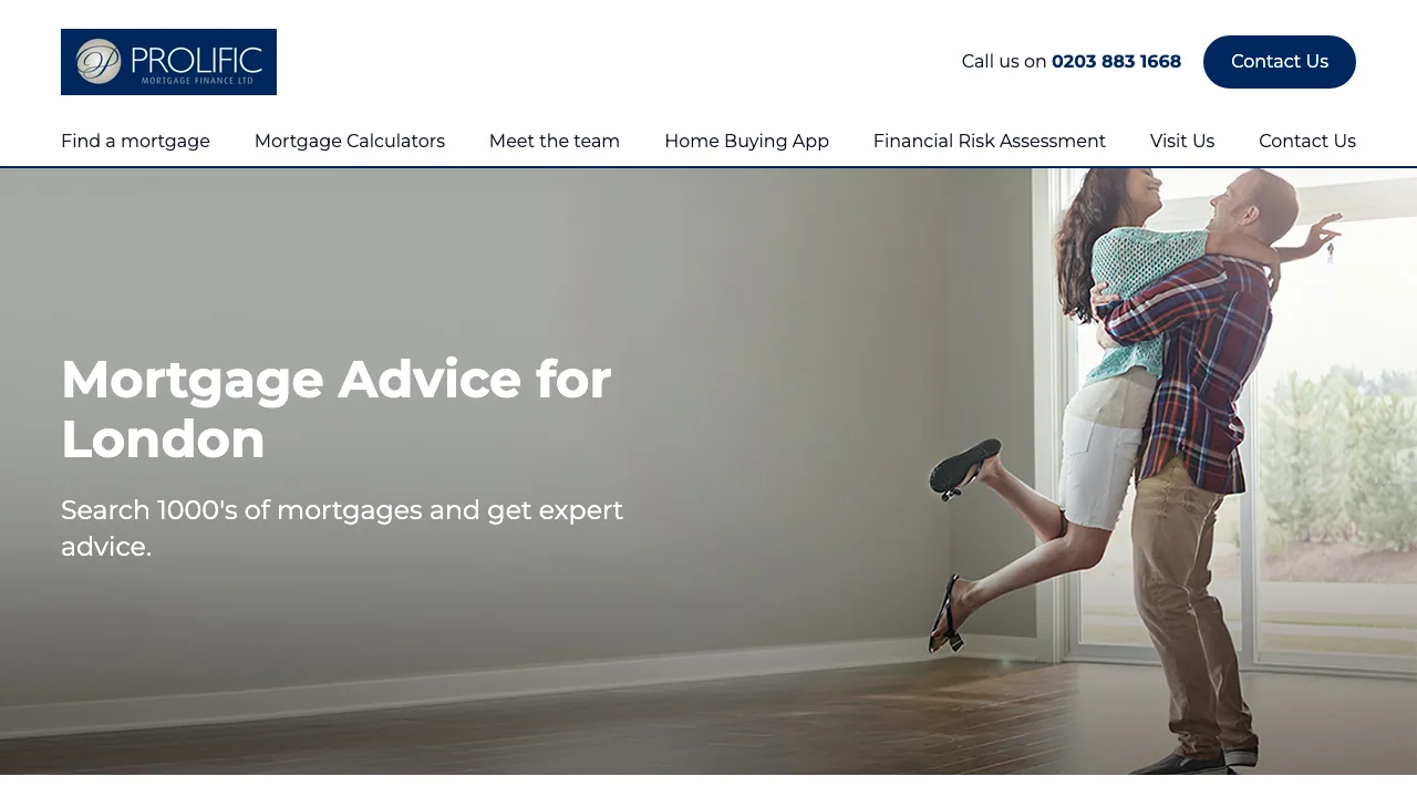 Prolific Mortgage Finance website preview