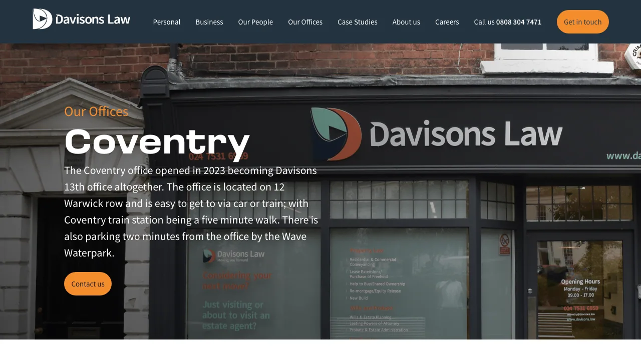 Davisons Law Coventry website preview