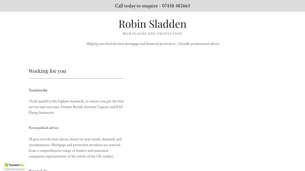 Robin Sladden Mortgages and Protection website preview