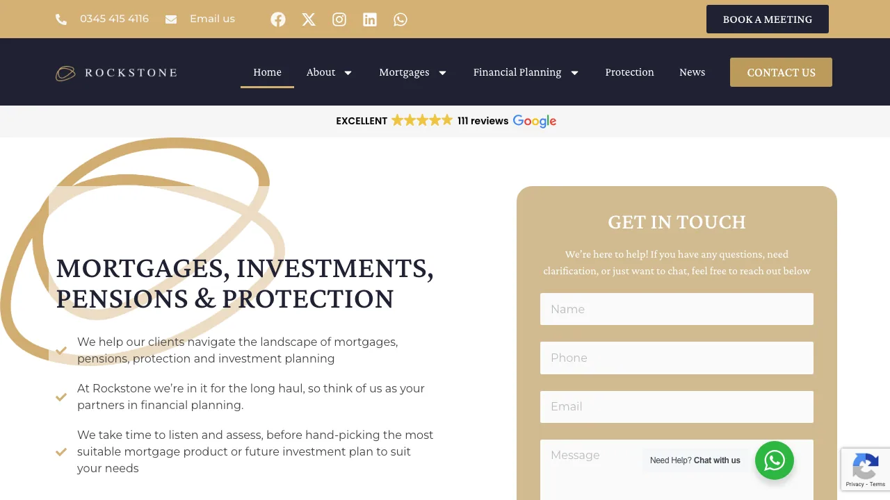 Rockstone Mortgage & Financial Advice website preview