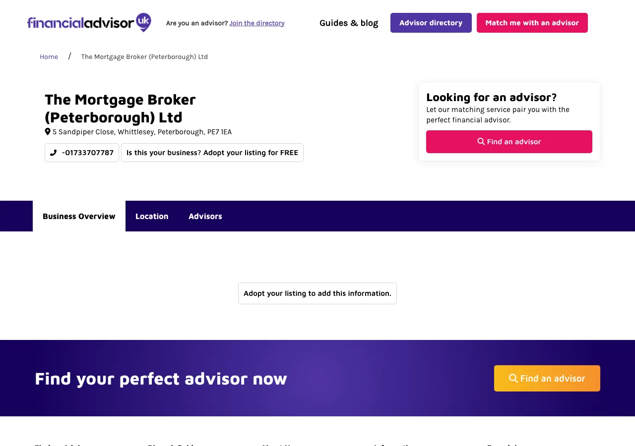 The Mortgage Broker (Peterborough) Ltd website preview