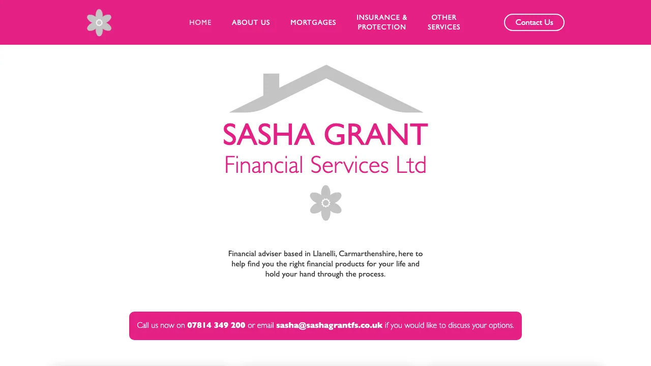 Sasha Grant Financial Services Ltd website preview