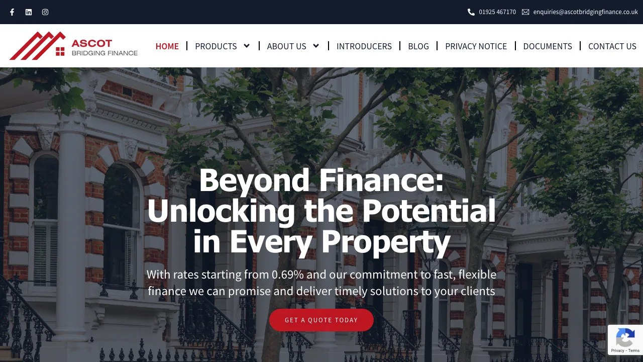 Ascot Bridging Finance Ltd website preview
