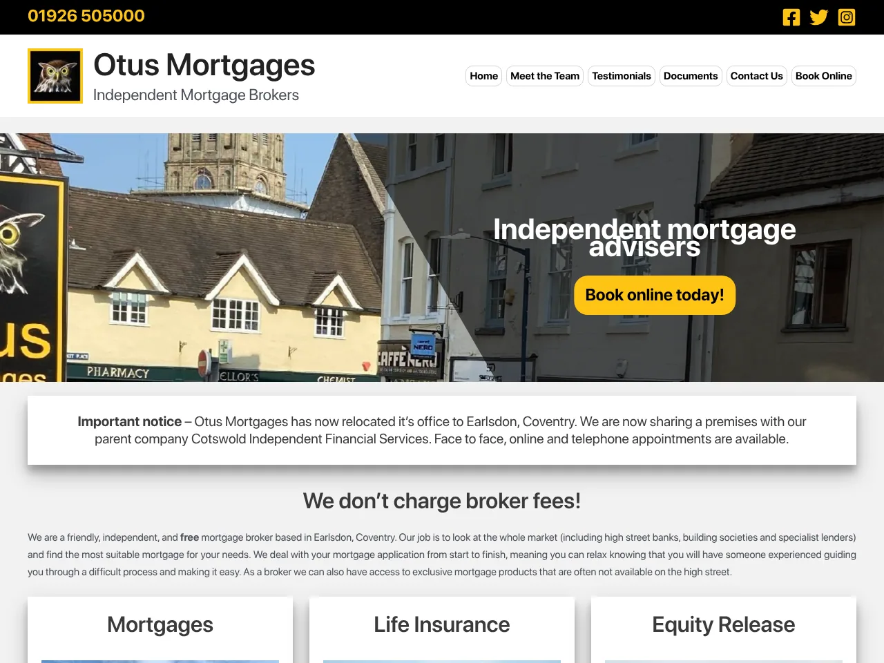 Otus Mortgages website preview