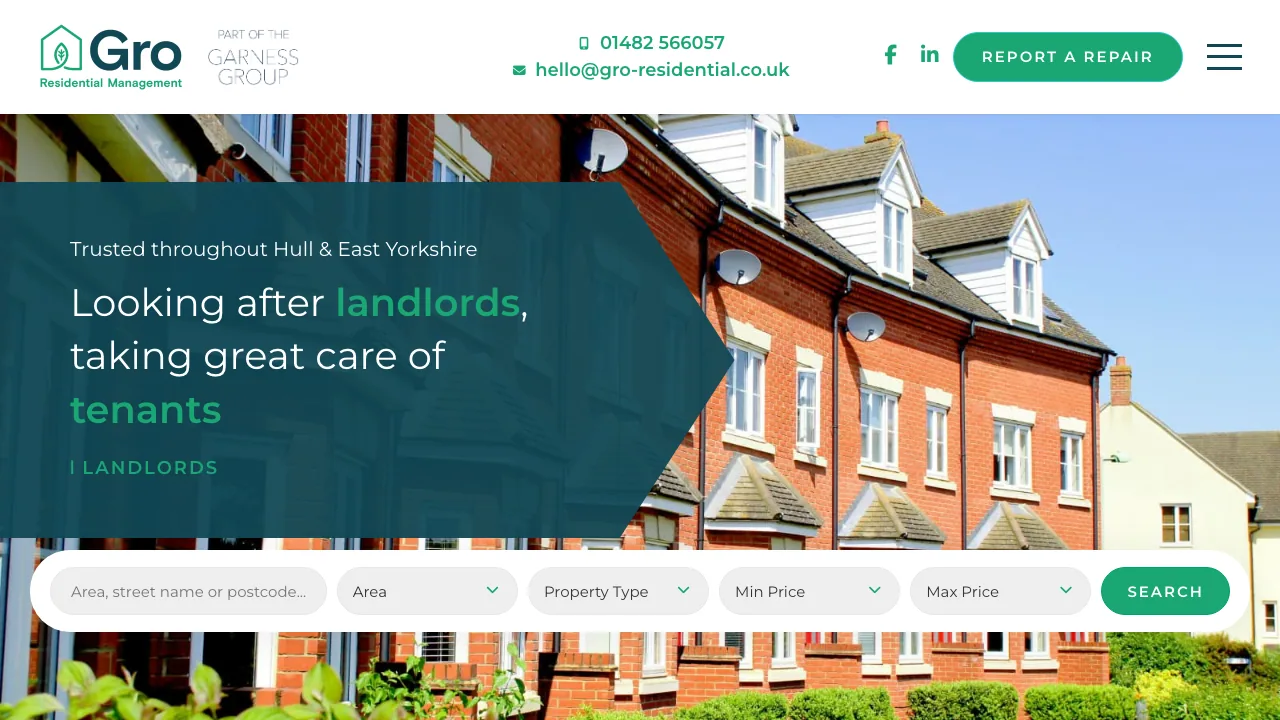 Gro Residential Management website preview