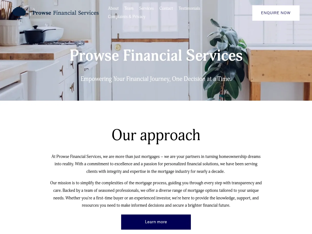 Prowse Financial Services website preview
