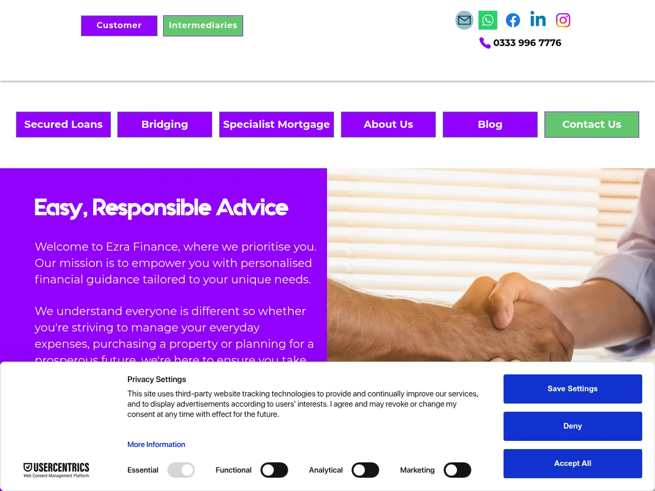 Ezra Finance website preview