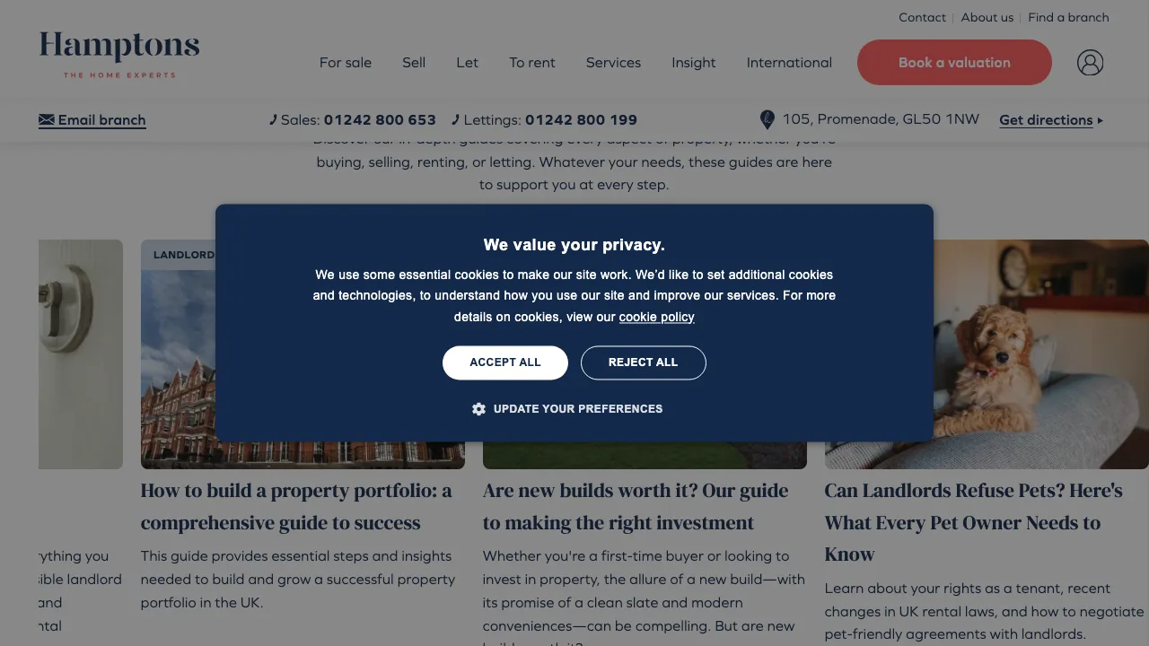 Hamptons Estate and Letting Cheltenham website preview