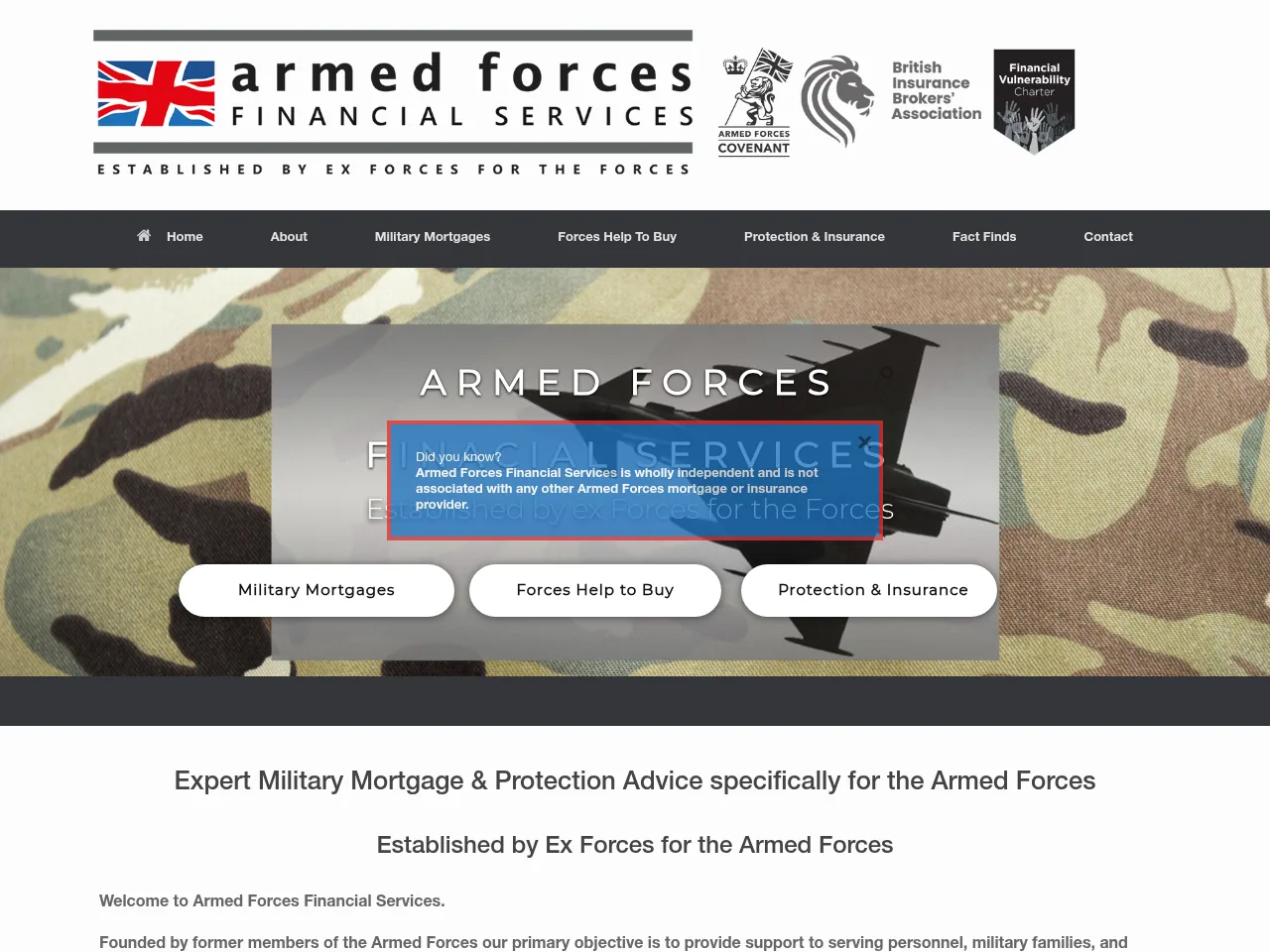Armed Forces Financial Services website preview