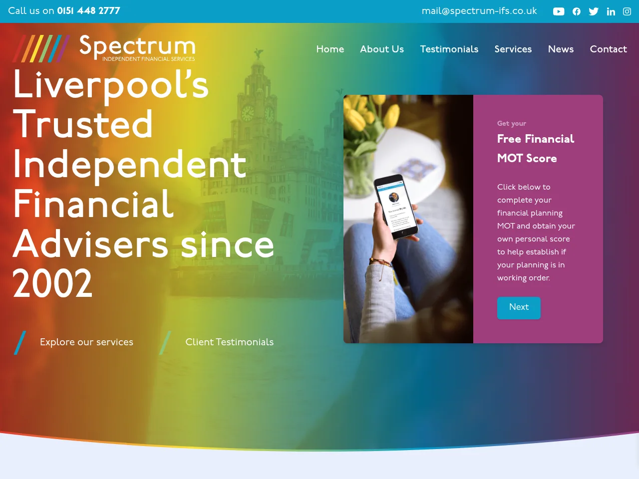 Spectrum Independent Financial Services website preview