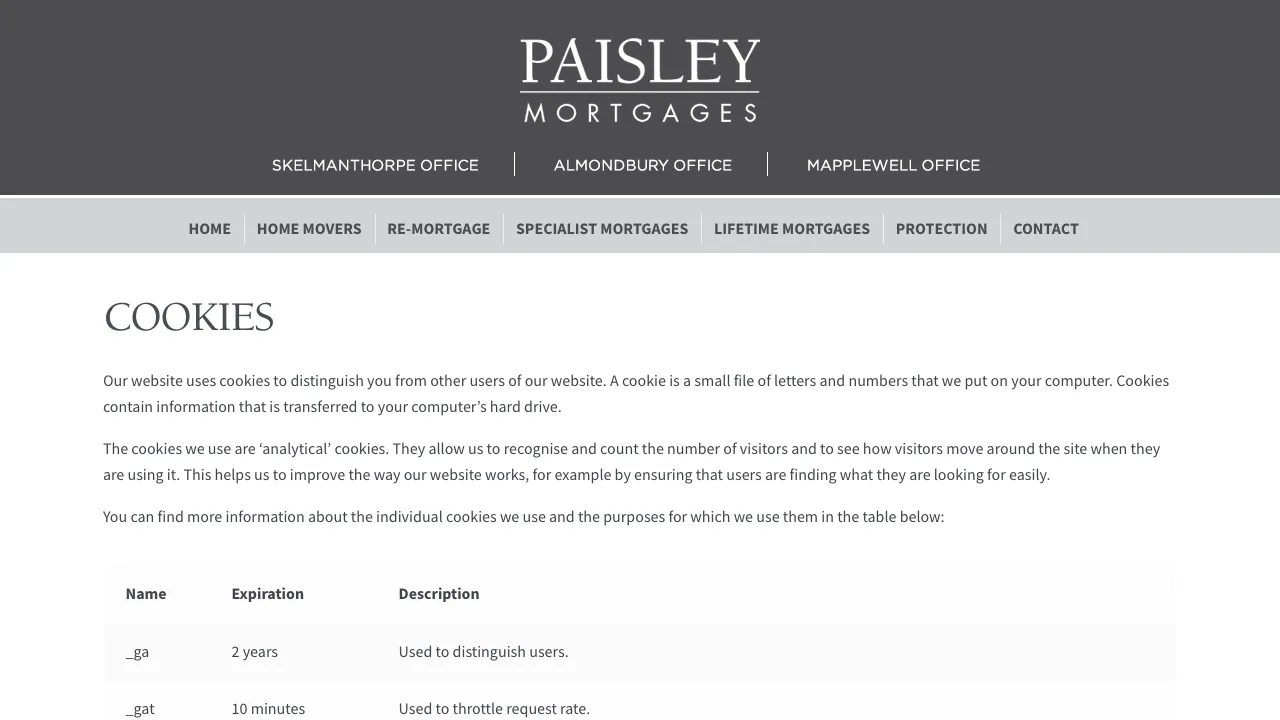 Paisley Mortgages Limited website preview