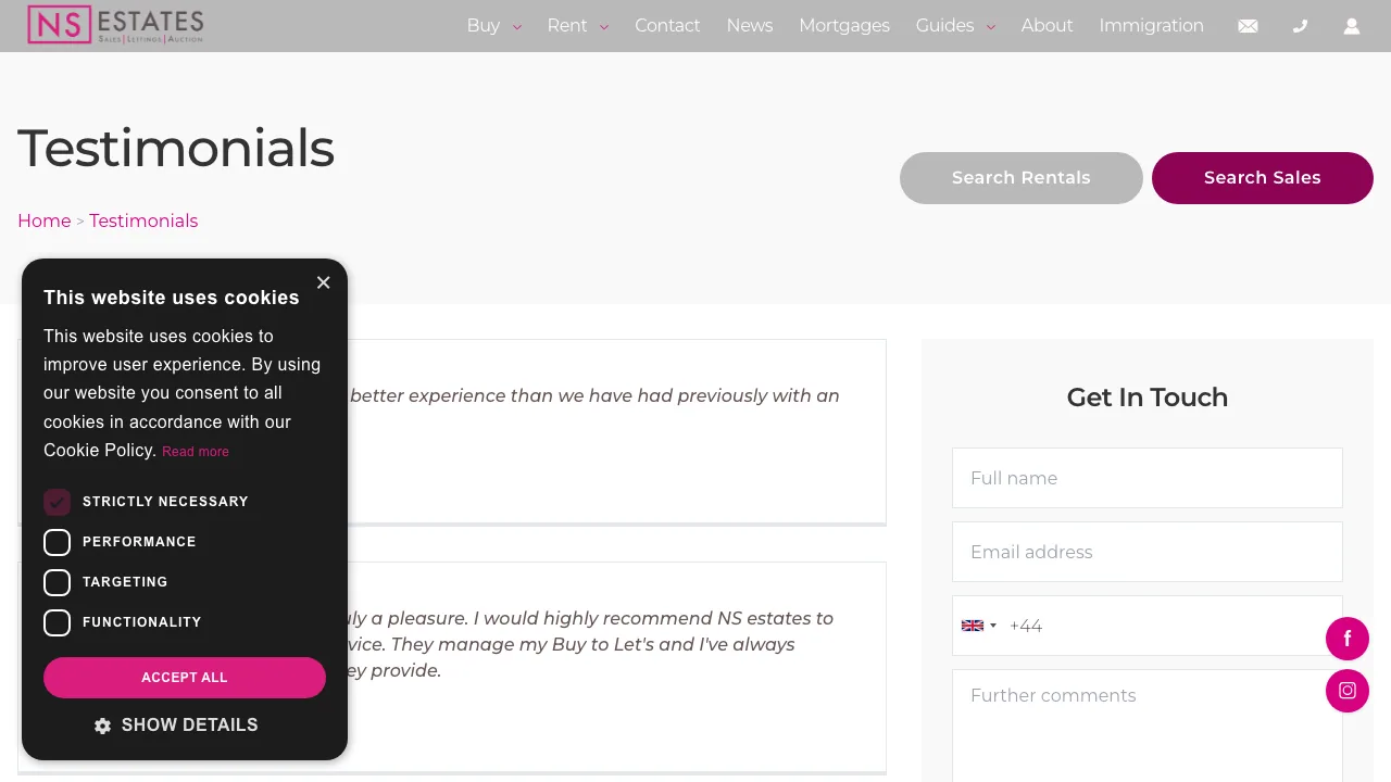 NS Estates website preview