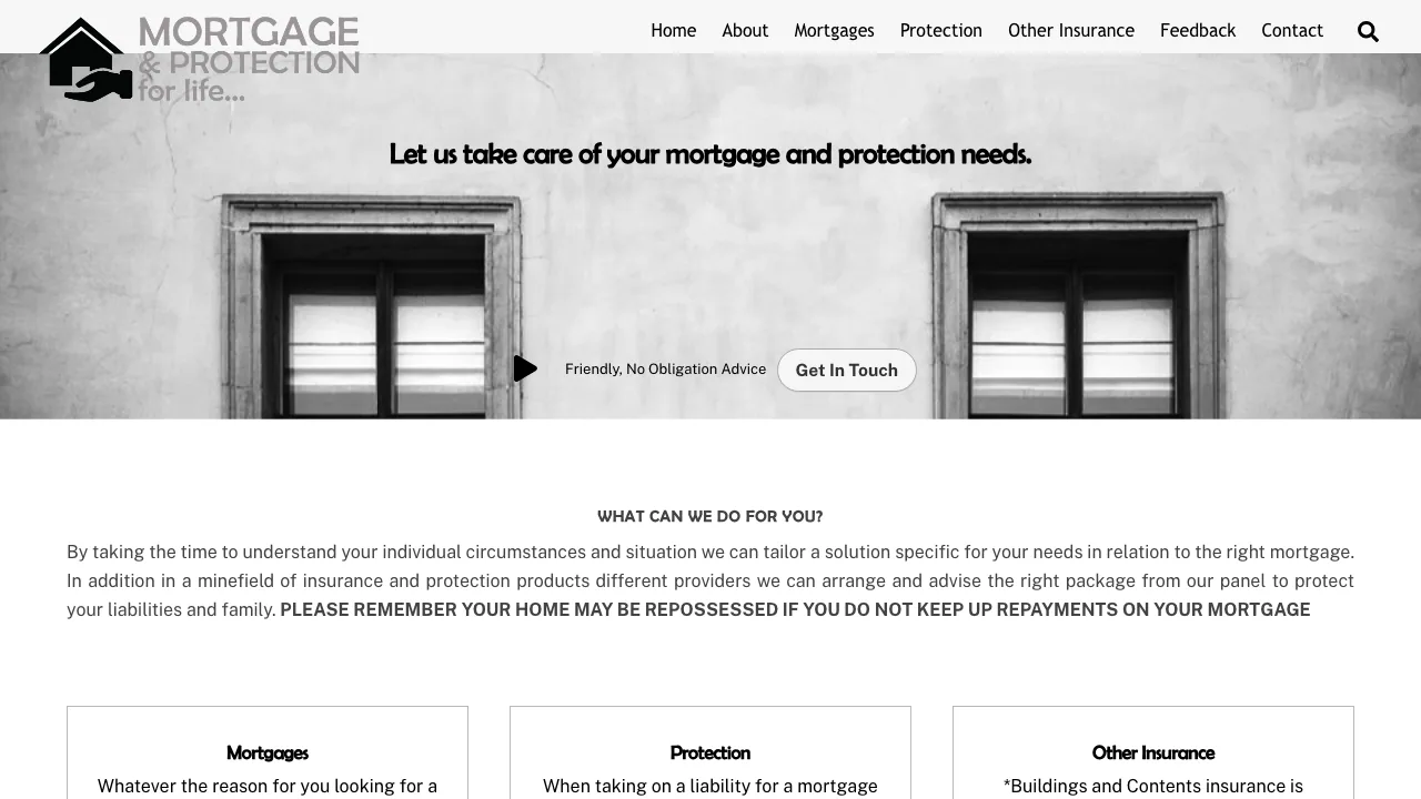 Mortgage and Protection for Life website preview