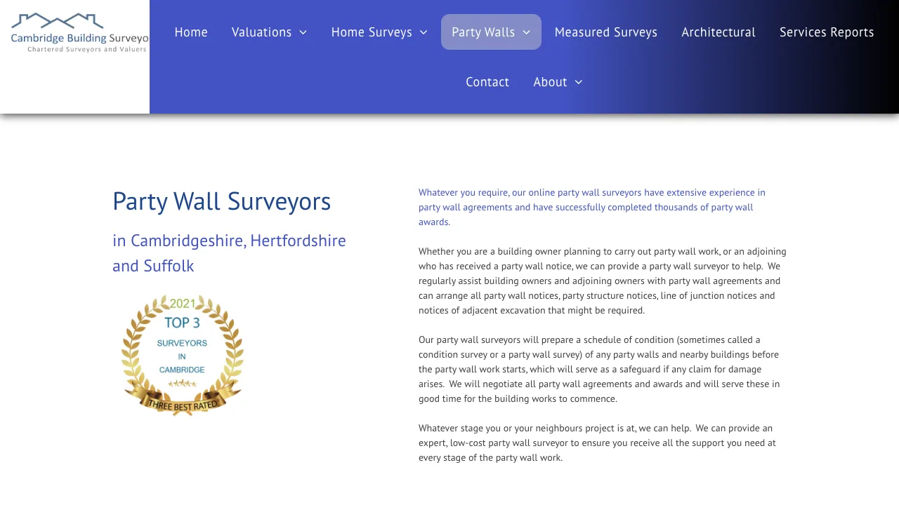 Cambridge Building Surveyors website preview