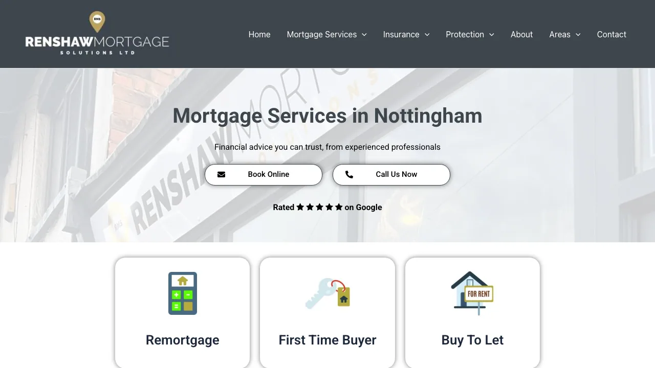 Renshaw Mortgage Solutions Nottingham website preview