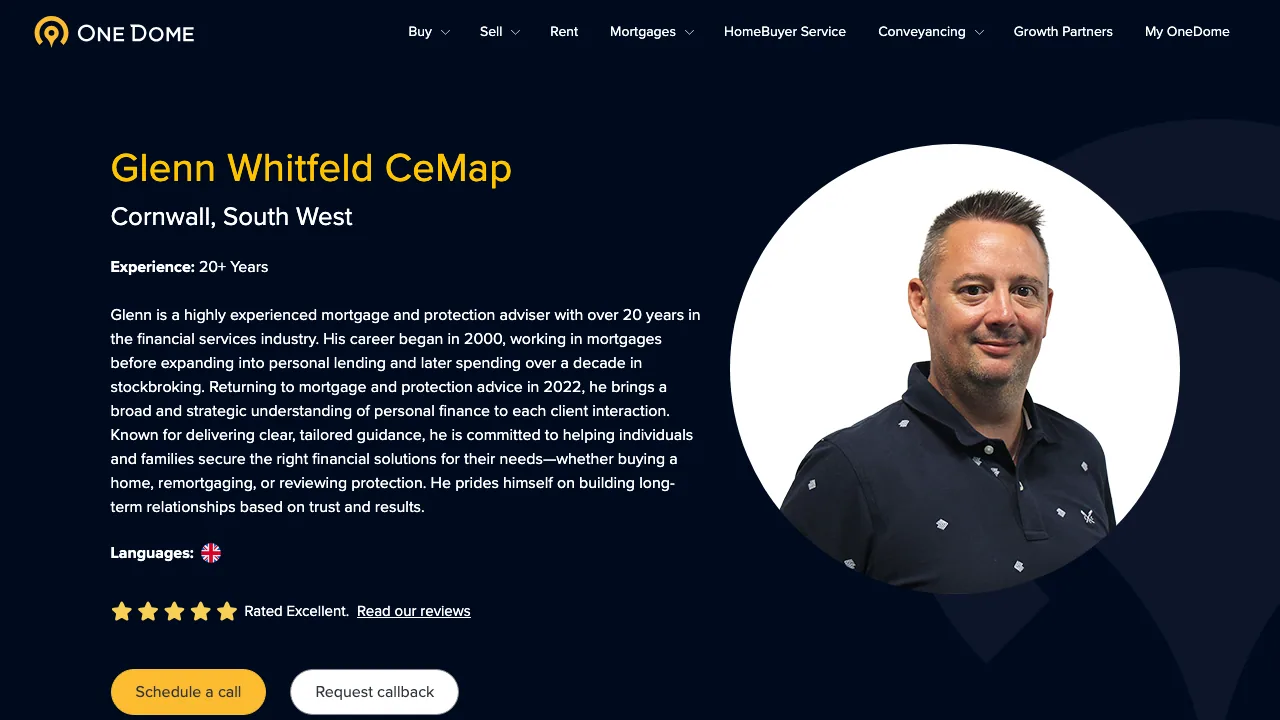 OneDome Mortgages Glenn Whitfeld CeMAP website preview