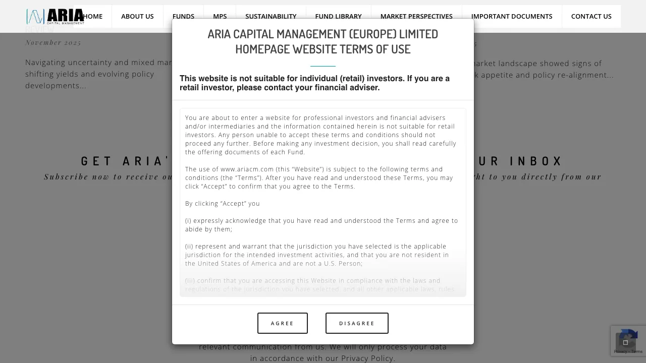 ARIA Capital Management website preview