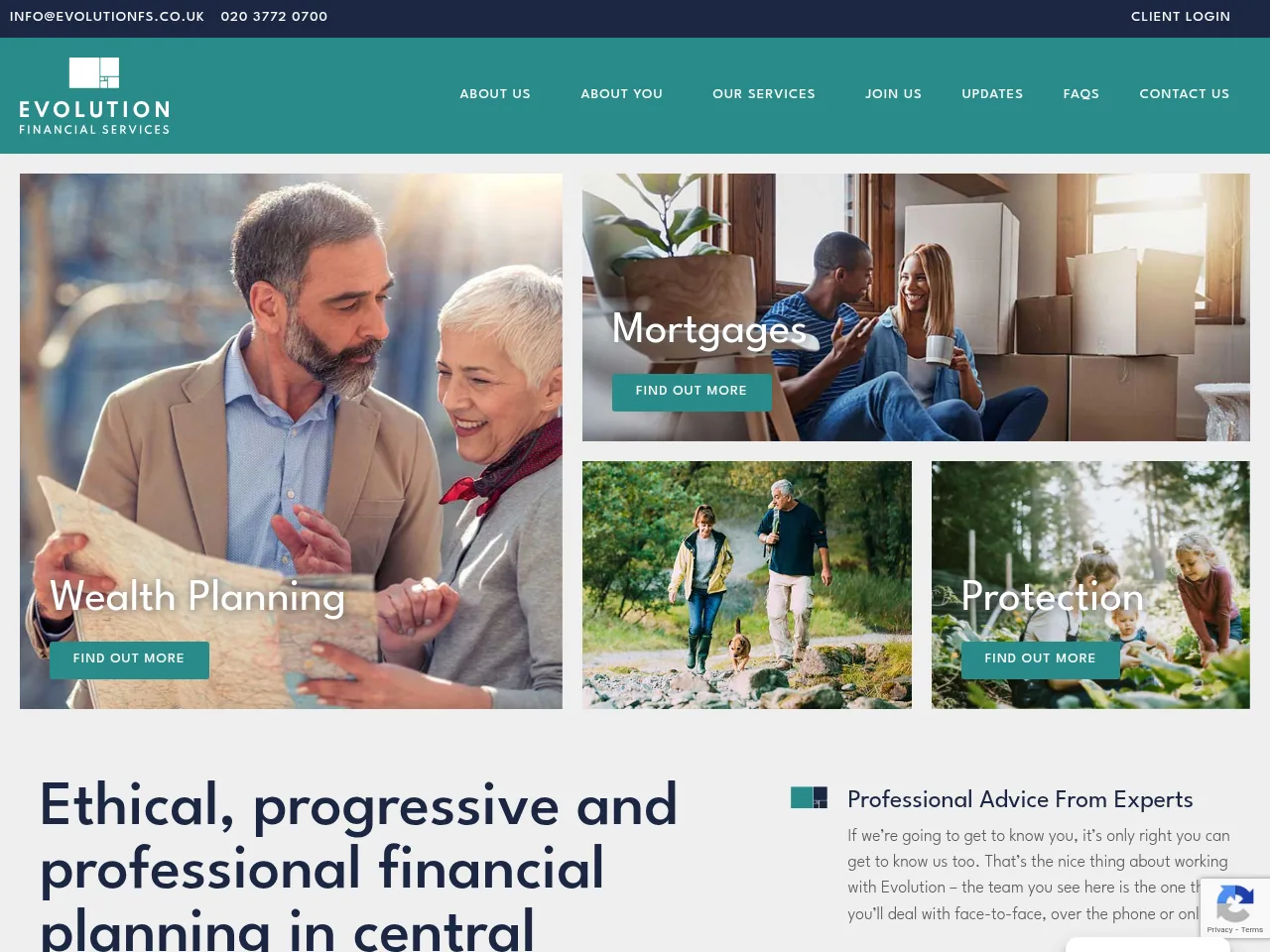 Evolution Financial Services website preview