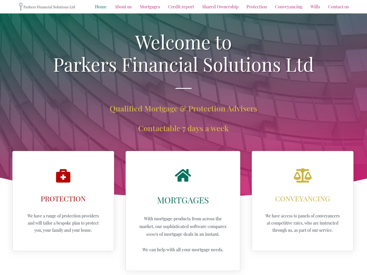 Parkers Financial Solutions website preview