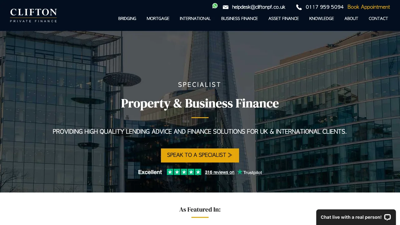 Clifton Private Finance website preview