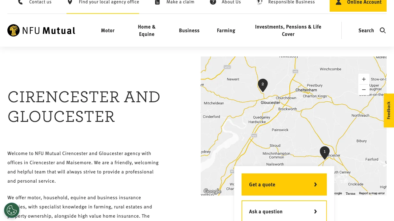 NFU Mutual Gloucester website preview