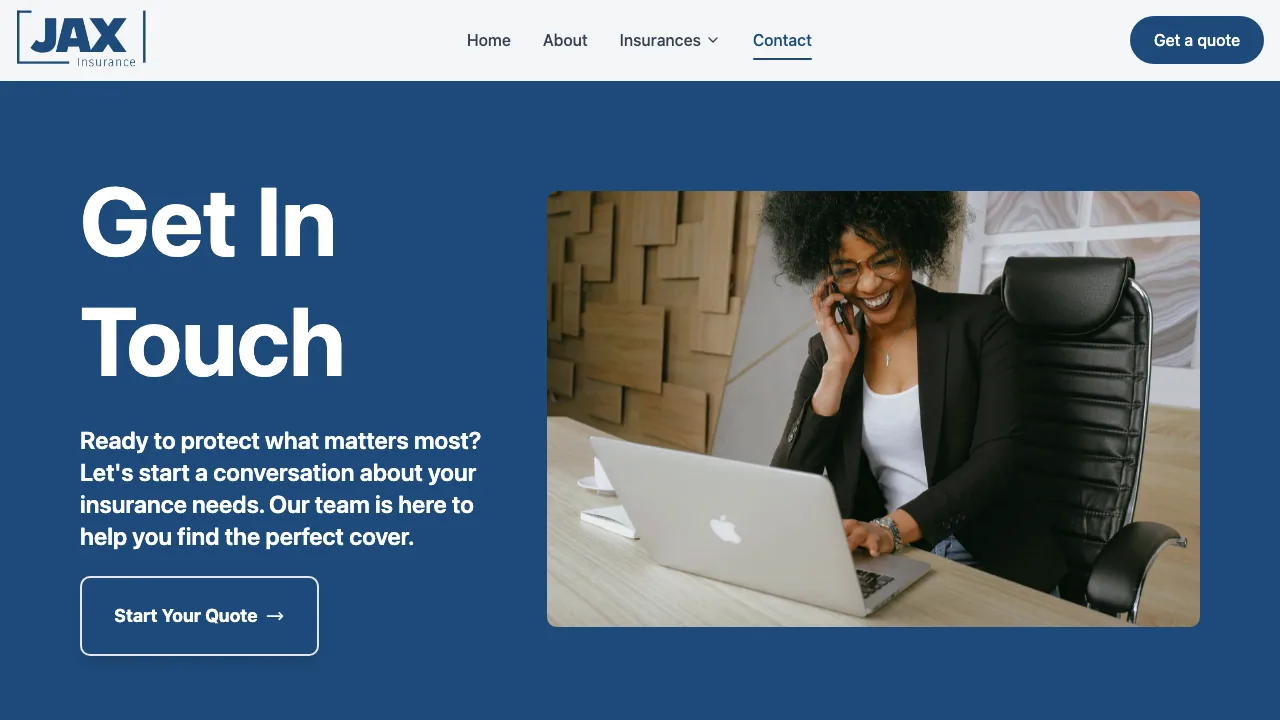 JAX Insurance website preview