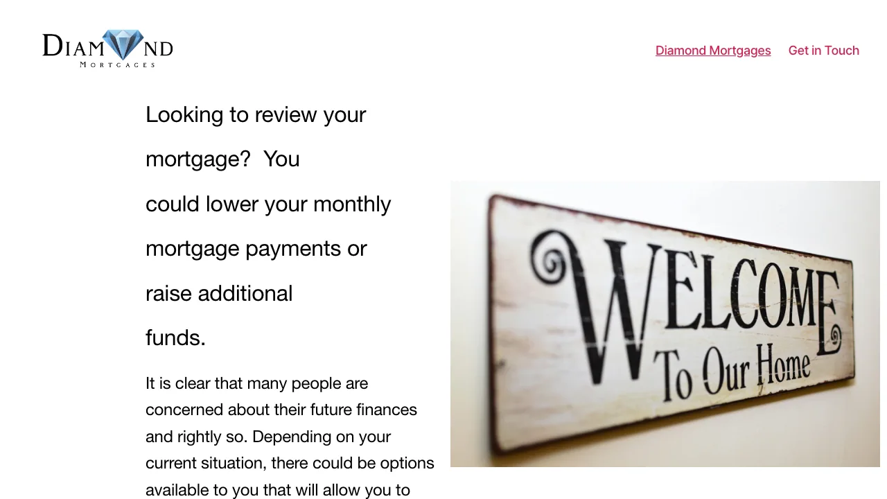 Diamond Mortgages website preview