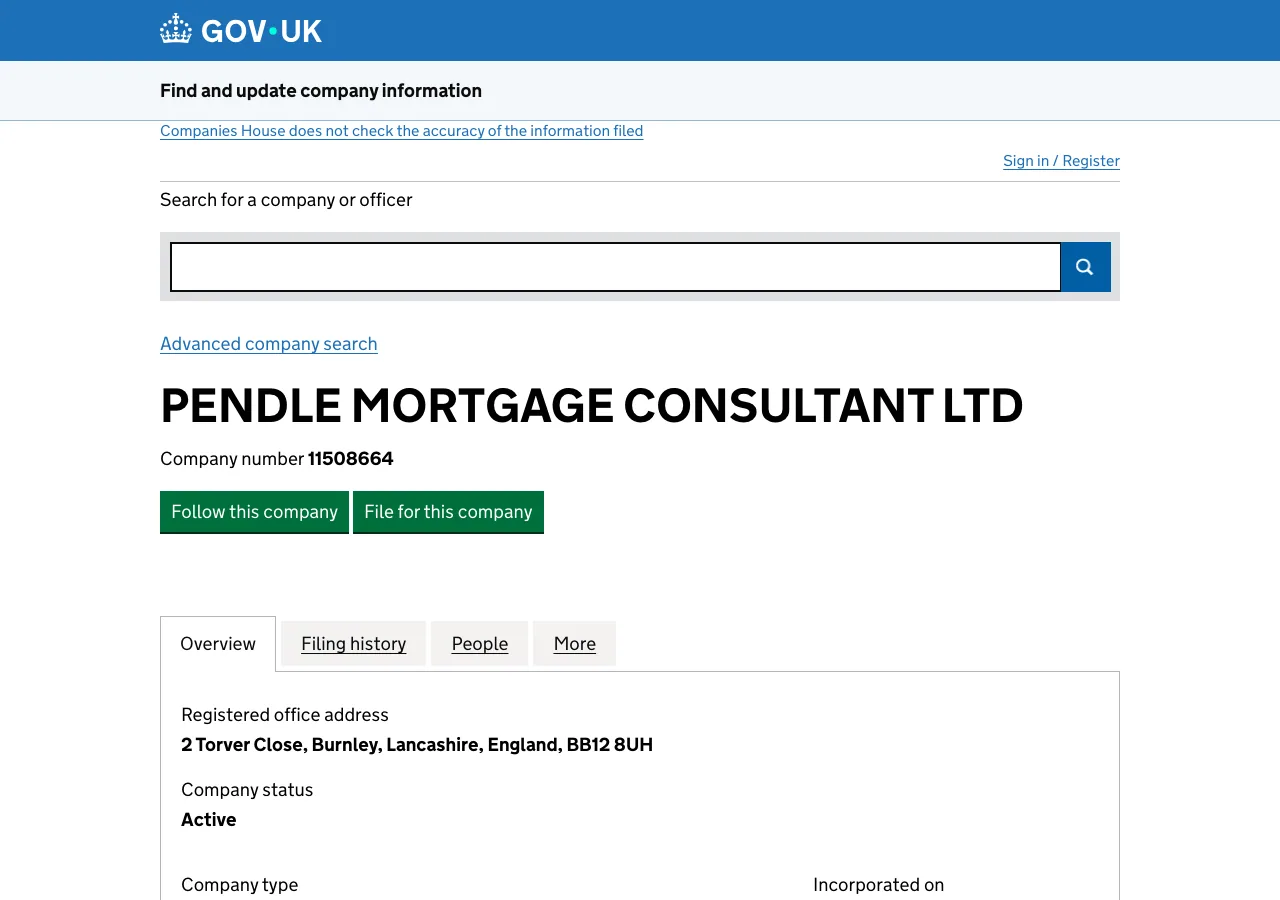 Pendle Mortgage Consultant Ltd website preview