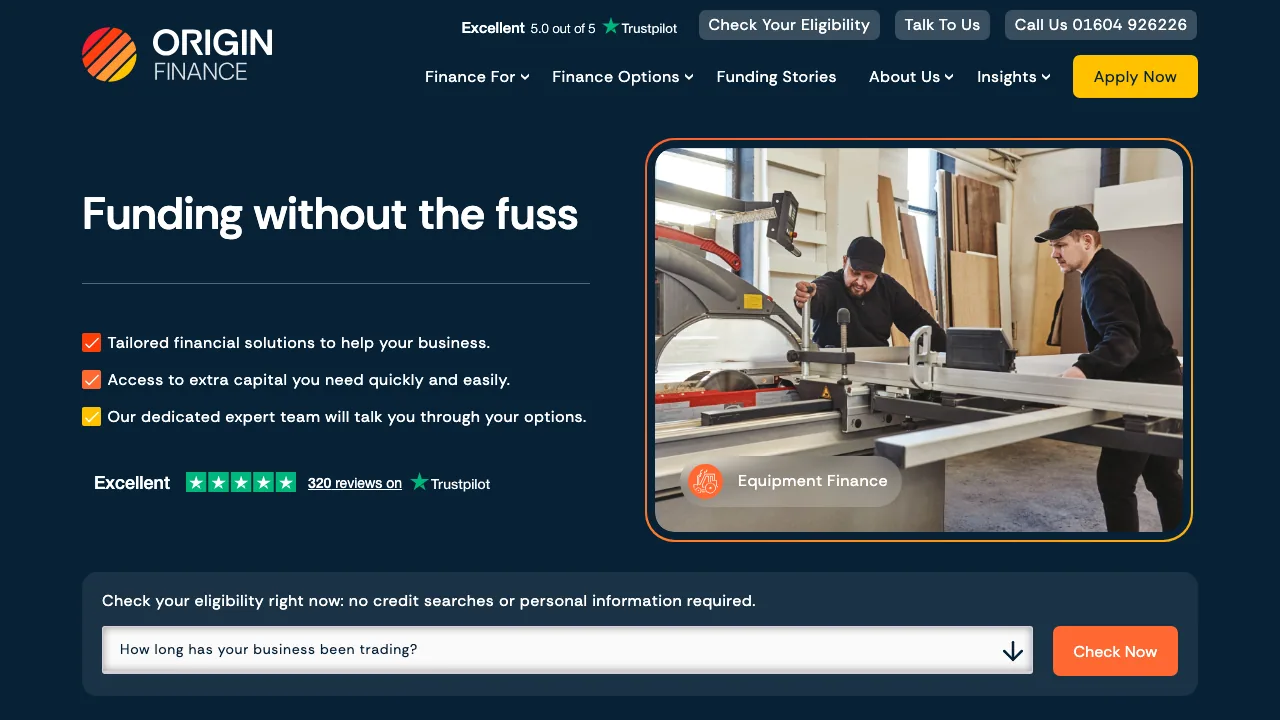 Origin Finance website preview