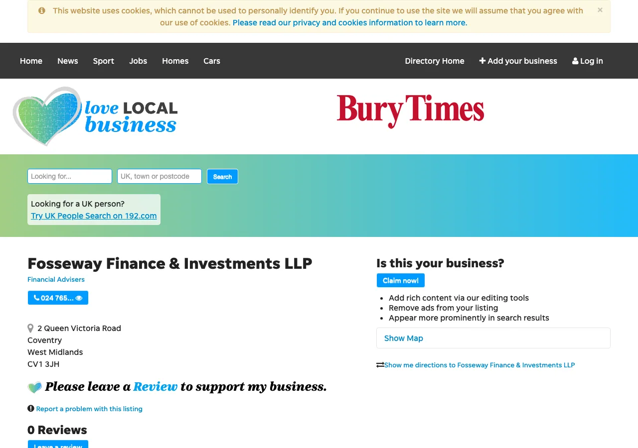 Fosseway Finance & Investments llp website preview