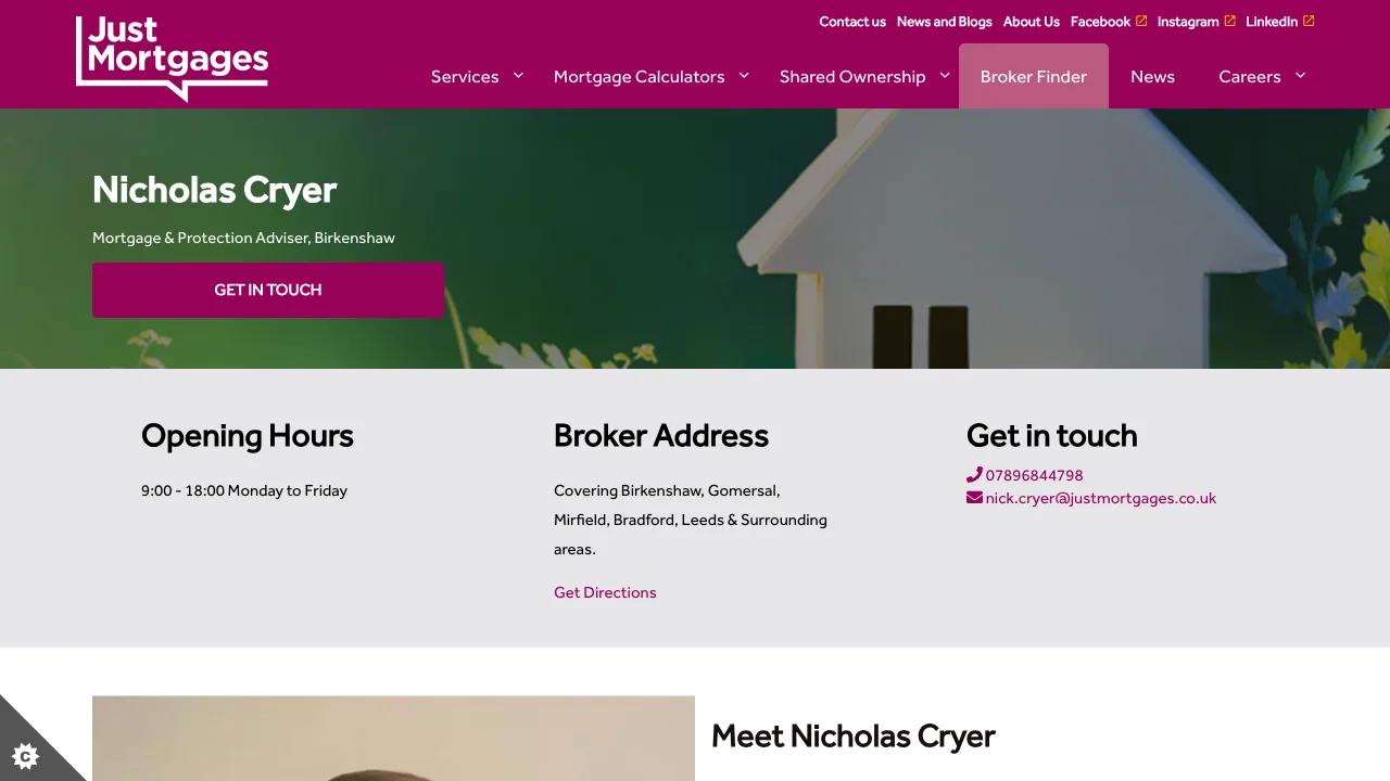 Nicholas Cryer Just Mortgages website preview