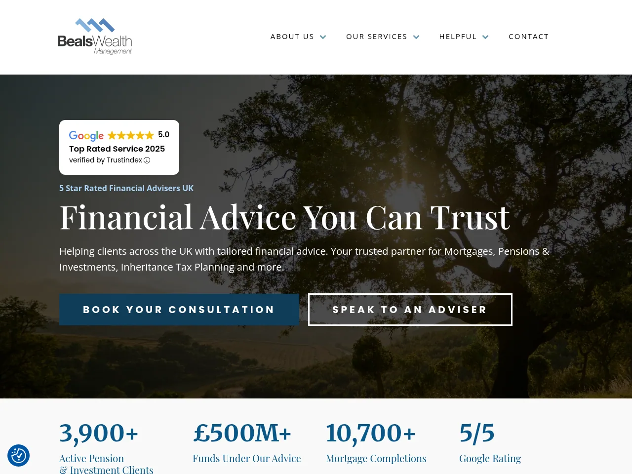 5 Star Rated Financial Advisers UK website preview