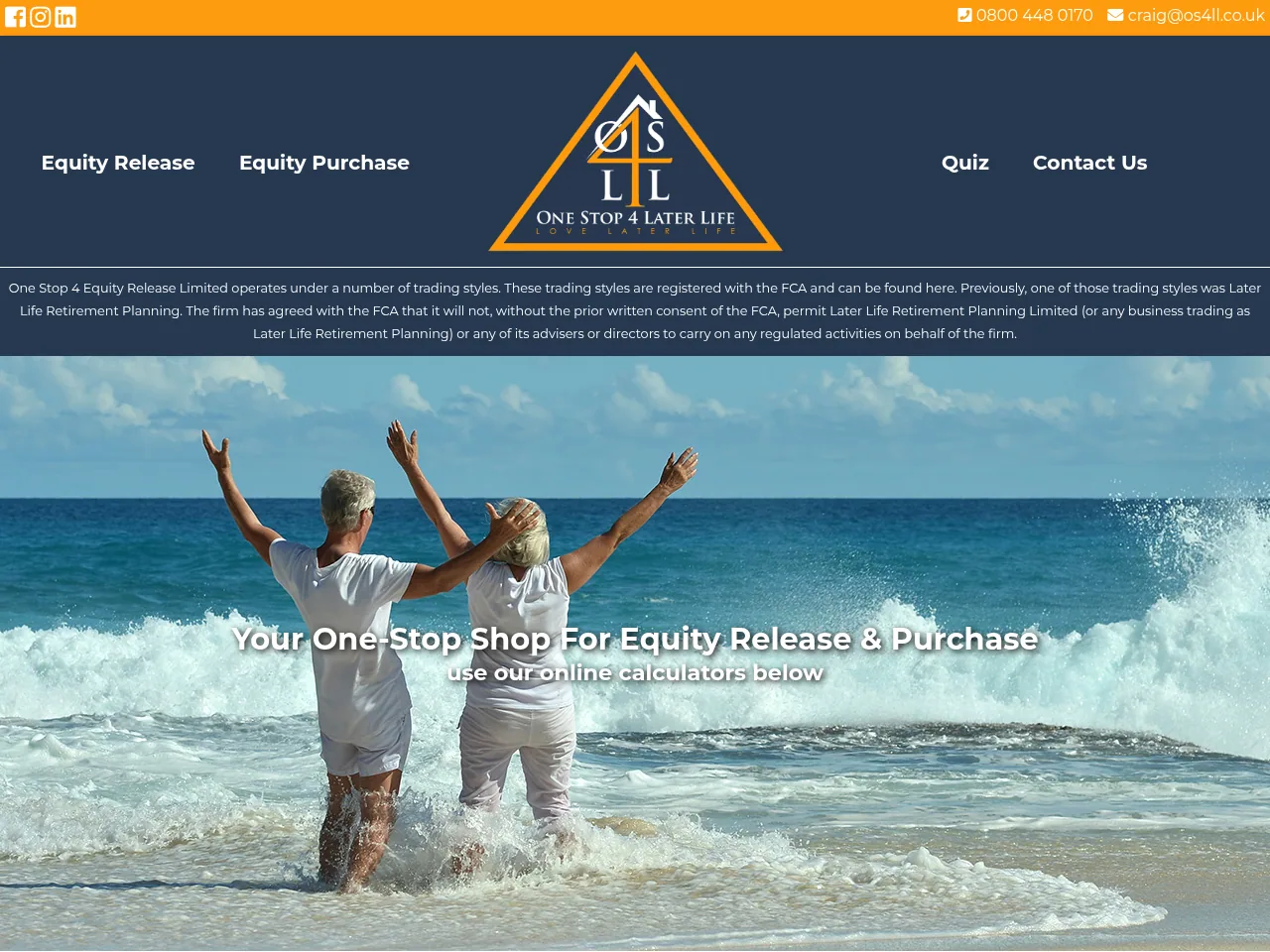 One Stop 4 Later Life website preview